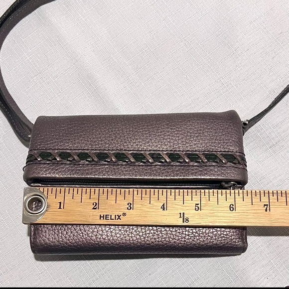 BRIGHTON Crossbody Wallet Shimmering Bronze-Purple Whip Stitch No Call Outs - Picture 3 of 16